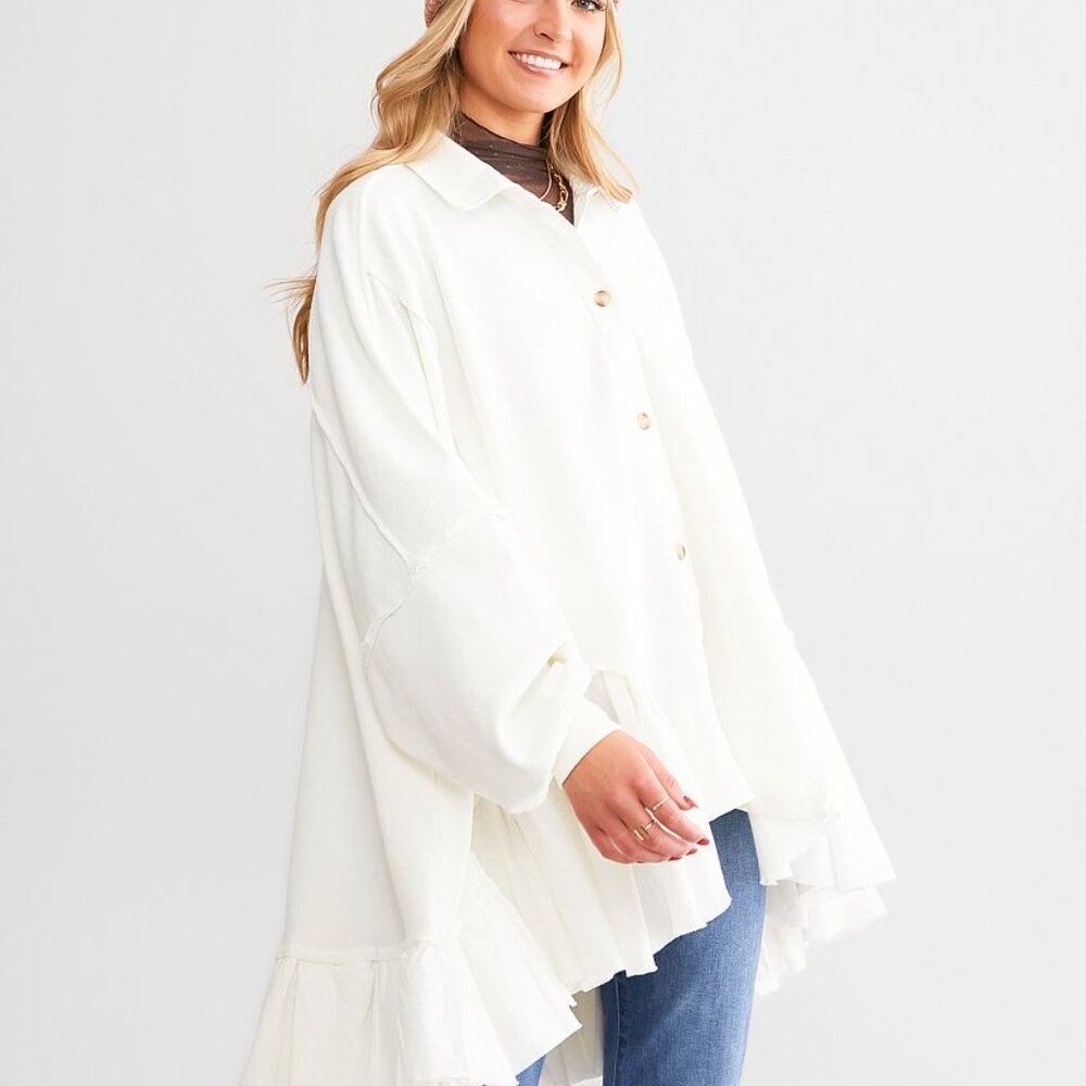 FREE PEOPLE Oversized Tunic Optic White Sweatshirt Shirt Size L NEW WITH TAG - Picture 3 of 13